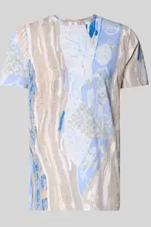 Carlo Colucci T-shirt met geribde ronde hals