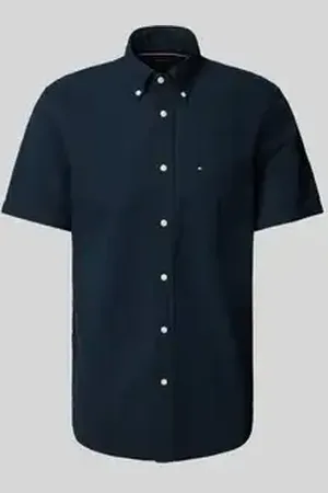 Tommy Hilfiger Regular fit overhemd met korte mouwen van seersucker van katoen