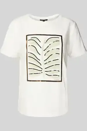 Comma, T-shirt met pailletten en ronde hals