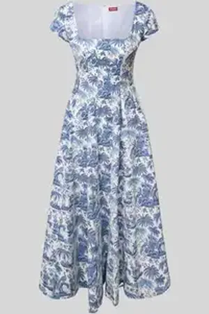 Staud Midi-jurk met vierkante hals, model 