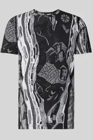 Carlo Colucci T-shirt met geribde ronde hals