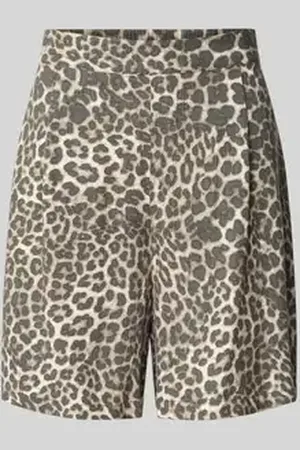 Jake*s Korte broek van een mix van viscose en linnen met elastische band