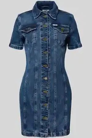 Jeansjurk met platte kraag