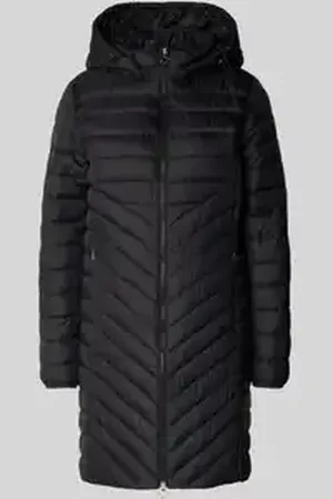 QS by s.Oliver Slim fit gewatteerde lange jas met afneembare capuchon