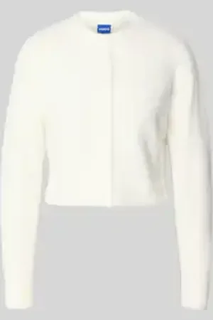 Hugo Blue Regular fit gebreid jack met labelstitching, model 