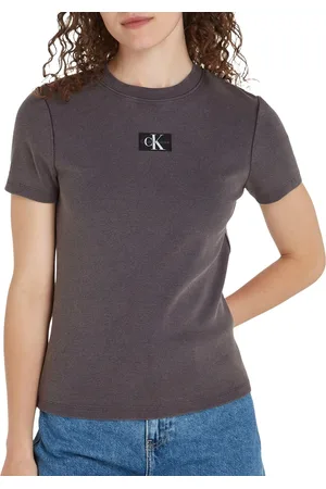 Calvin Klein Label Washed Rib Slim Shirt Dames