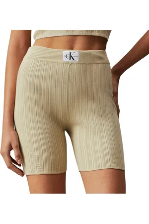 Calvin Klein Woven Label Ribbed Biker Short Dames