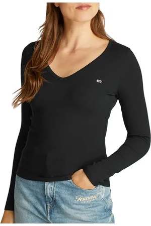 Tommy Hilfiger Slim Essential Rib V-neck Longsleeve Shirt Dames
