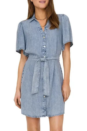 ONLY Helena Belted Denim Jurk Dames