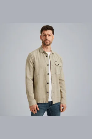 PME Legend™ Shirt jacket van een katoen/linnen blend