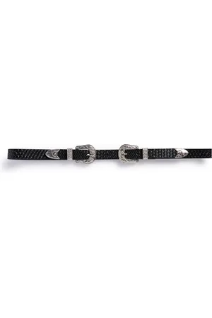 Primark Black woven double buckle western belt