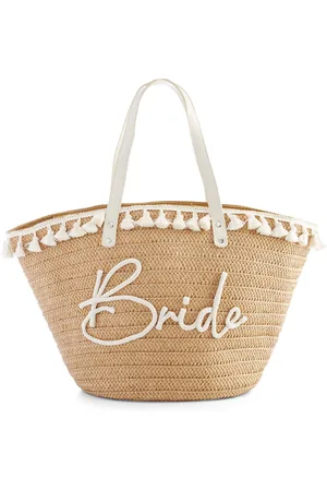 Primark Bride crochet woven straw beach tote bag