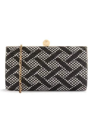 Primark Black and grey wicker clutch bag