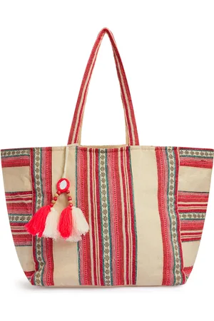 Primark Pink and cream striped jacquard beach bag