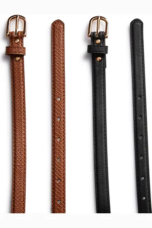 Primark Black and tobacco skinny belts 2 pack