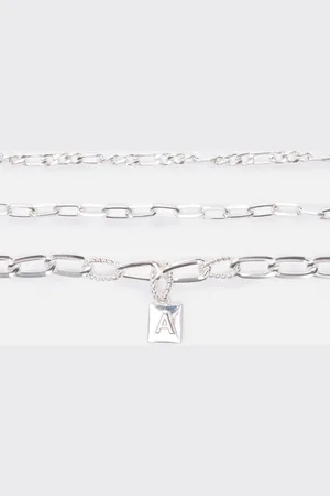 Primark 3pk chain link initial bracelets