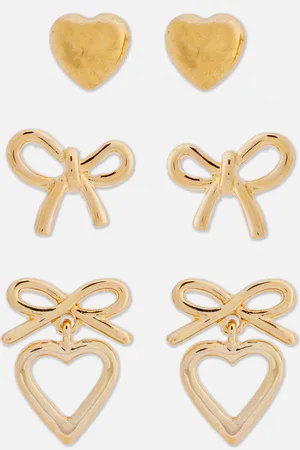 Primark Oorbellen met strik en hartje, set van 3