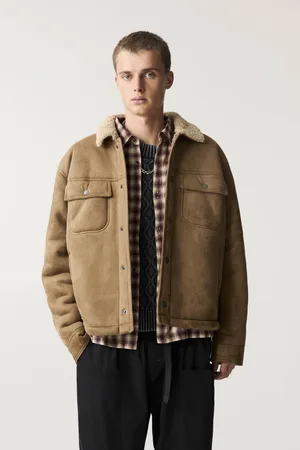 Pull&Bear Imitatiesuède Jack Met Kraag Van Synthetisch Teddy