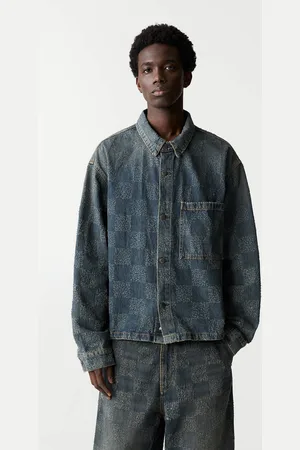 Pull&Bear Stwd Denim Overshirt Met Dambordruit
