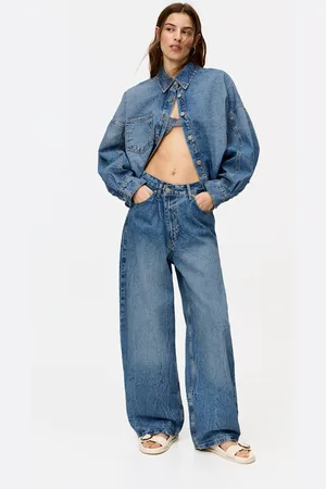 Pull&Bear Super Baggy Jeans Met Gekruiste Taille