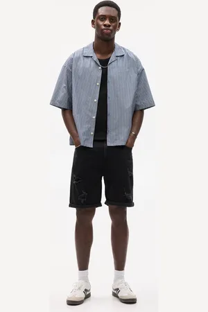Pull&Bear Gescheurde Slim Fit Denim Bermuda Met Scheuren