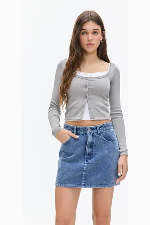 Pull&Bear Geribd T-Shirt Met Knopen