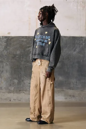 Pull&Bear Cropped Stwd Hoodie Sterren