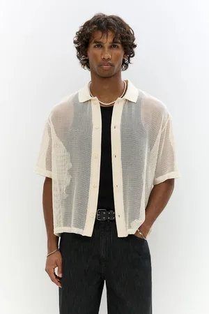 Pull&Bear Overhemd Met Gaasstof En Korte Mouw