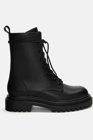 Pull&Bear Platte Leren Veterlaarsjes Met Veters
