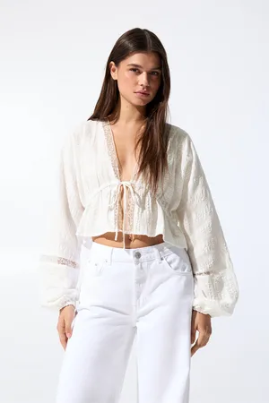 Pull&Bear Kanten Blouse Met Strik