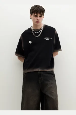 Pull&Bear Tricot Stwd T-Shirt Met Verwassen Randen