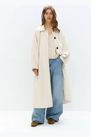 Pull&Bear Oversized Trenchcoat Met Wijde Mouwen