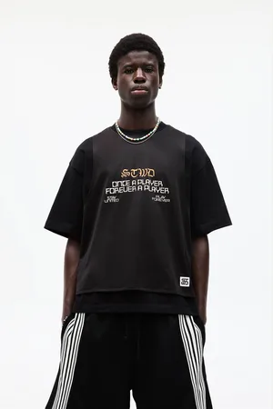 Pull&Bear Stwd T-Shirt Met Contrasterend Gaasstof