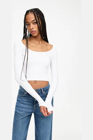 Pull&Bear Geribd T-Shirt Met Lange Mouw