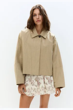 Pull&Bear Cropped Geruite Trenchcoat