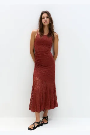 Pull&Bear Midi-Jurk Met Kant