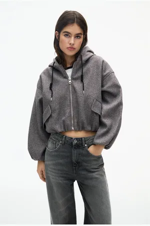 Pull&Bear Cropped Bomberjack Met Vilten Structuur