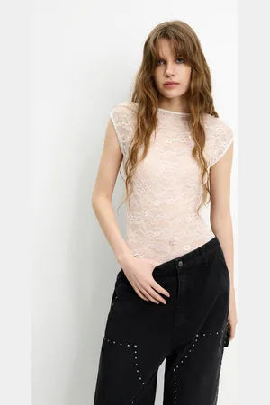 Pull&Bear Kanten Body Met Korte Mouwen