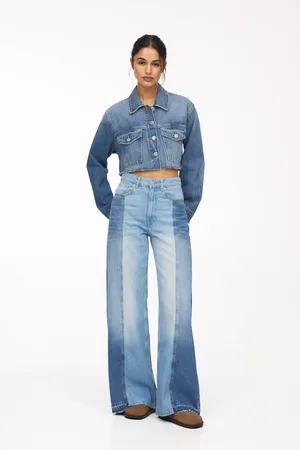 Pull&Bear Patchwork Jeans Met Wijde Pijpen
