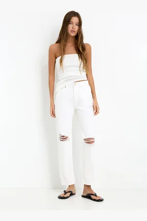 Pull&Bear Mom Jeans Met Scheuren