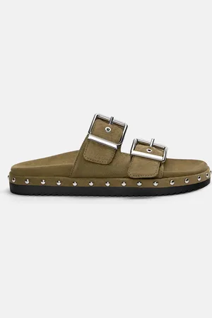 Pull&Bear Platte Sandalen Met Gespen En Studs