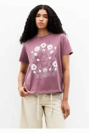 Pull&Bear T-Shirt Met Bloemenafbeelding