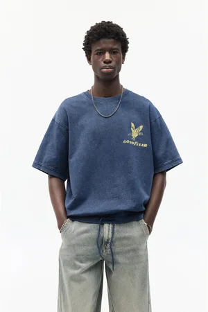 Pull&Bear Blauwe Goodyear Sweater Met Korte Mouw