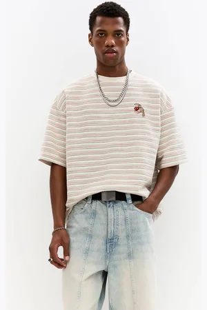 Pull&Bear Gestreept T-Shirt Met Geborduurde Vogel