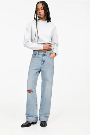 Pull&Bear Rechte Baggy Jeans Met Omgeslagen Zoom