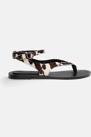 Pull&Bear Platte Sandalen Van Koeienhuid
