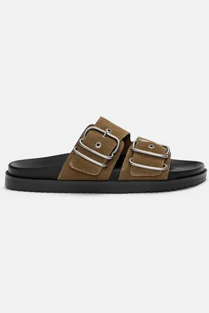 Pull&Bear Leren Platte Sandaal Met Gespen