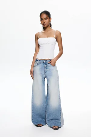 Pull&Bear Wijde Jeans Met Plooi
