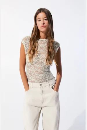 Pull&Bear Kanten Body Met Korte Mouwen
