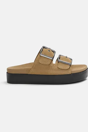 Pull&Bear Leren Sandalen Met Dikke Zool En Gespen